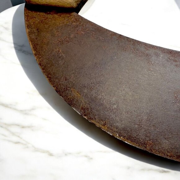 Antique Chopping Ulu Kitchen Knife , Hand Forged, Curved, Half Moon Blade - Picture 10 of 12